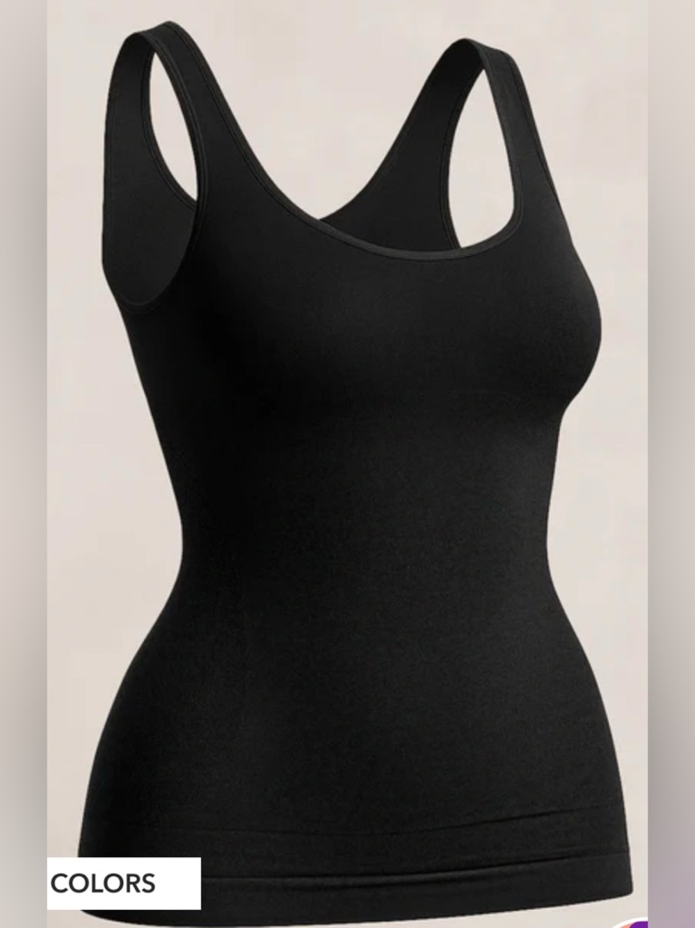 Black Shapermint Essentials All Day Every Day Tank Cami  Size Large  NWOT